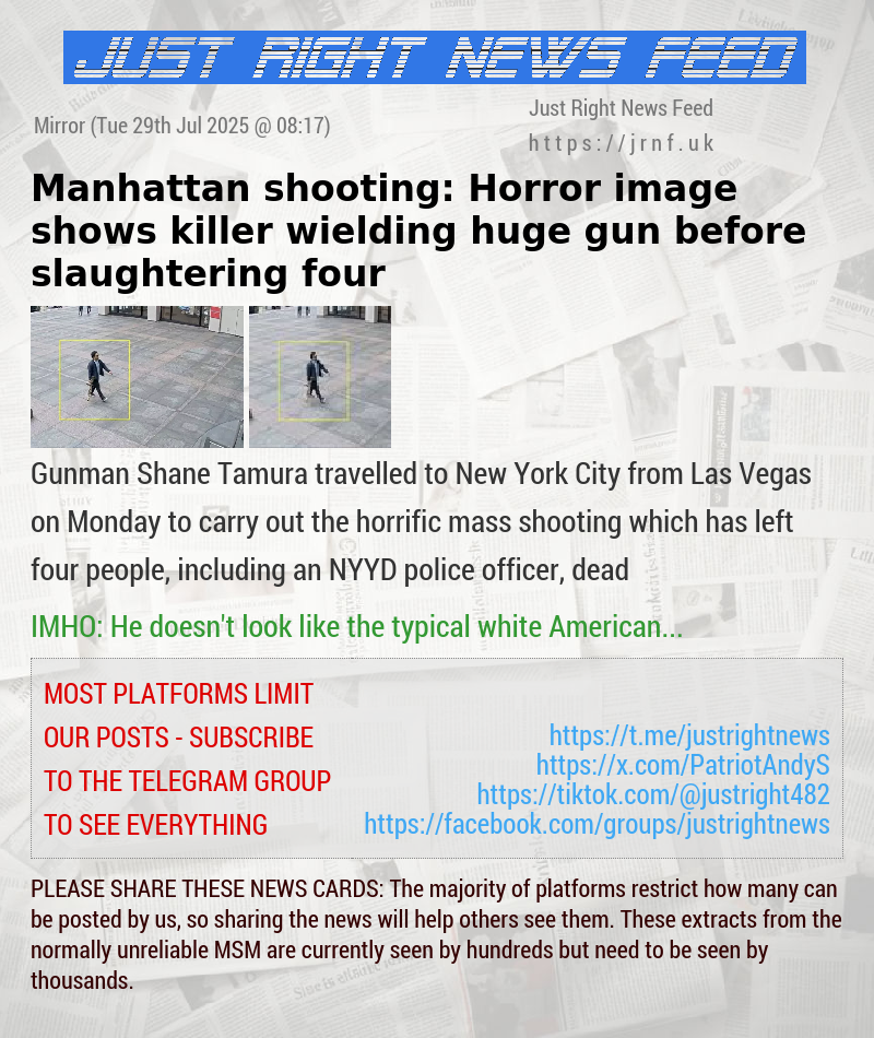Manhattan shooting: Horror image shows killer wielding huge gun before slaughtering four