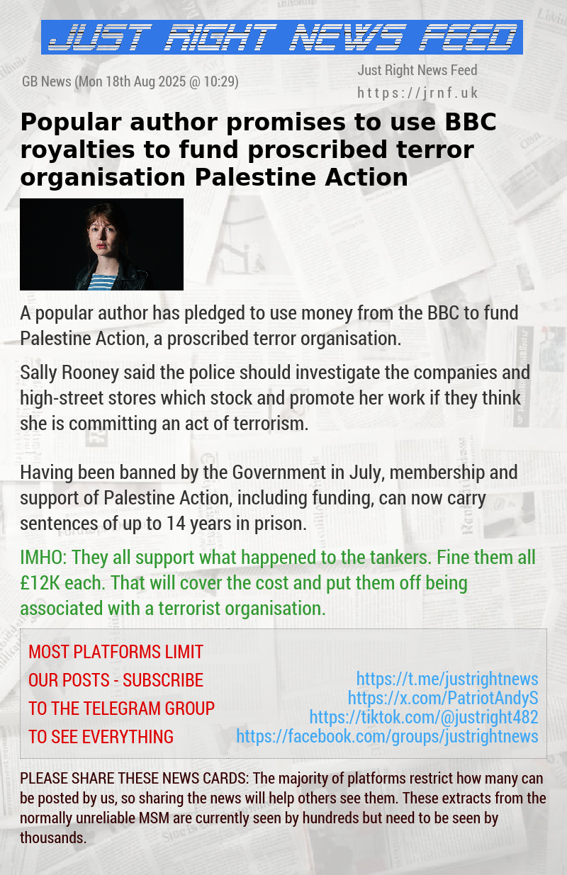 Popular author promises to use BBC royalties to fund proscribed terror organisation Palestine Action