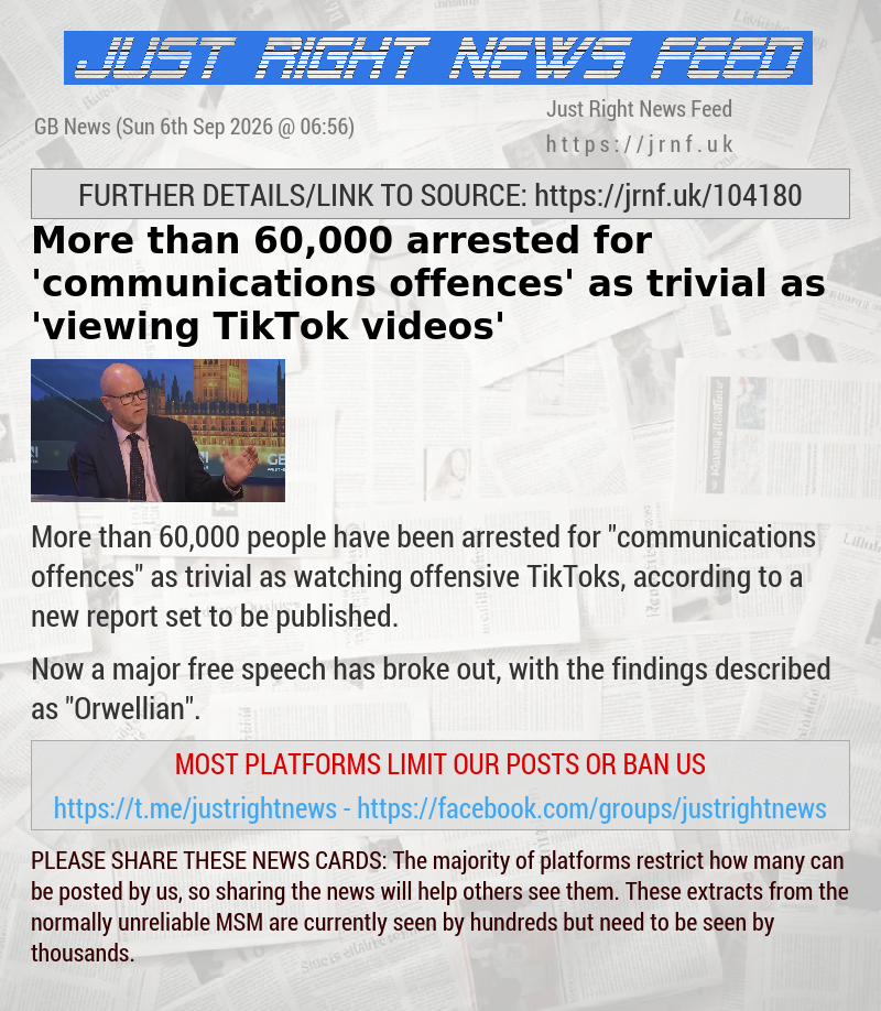 More than 60,000 arrested for ’communications offences’ as trivial as ’viewing TikTok videos’