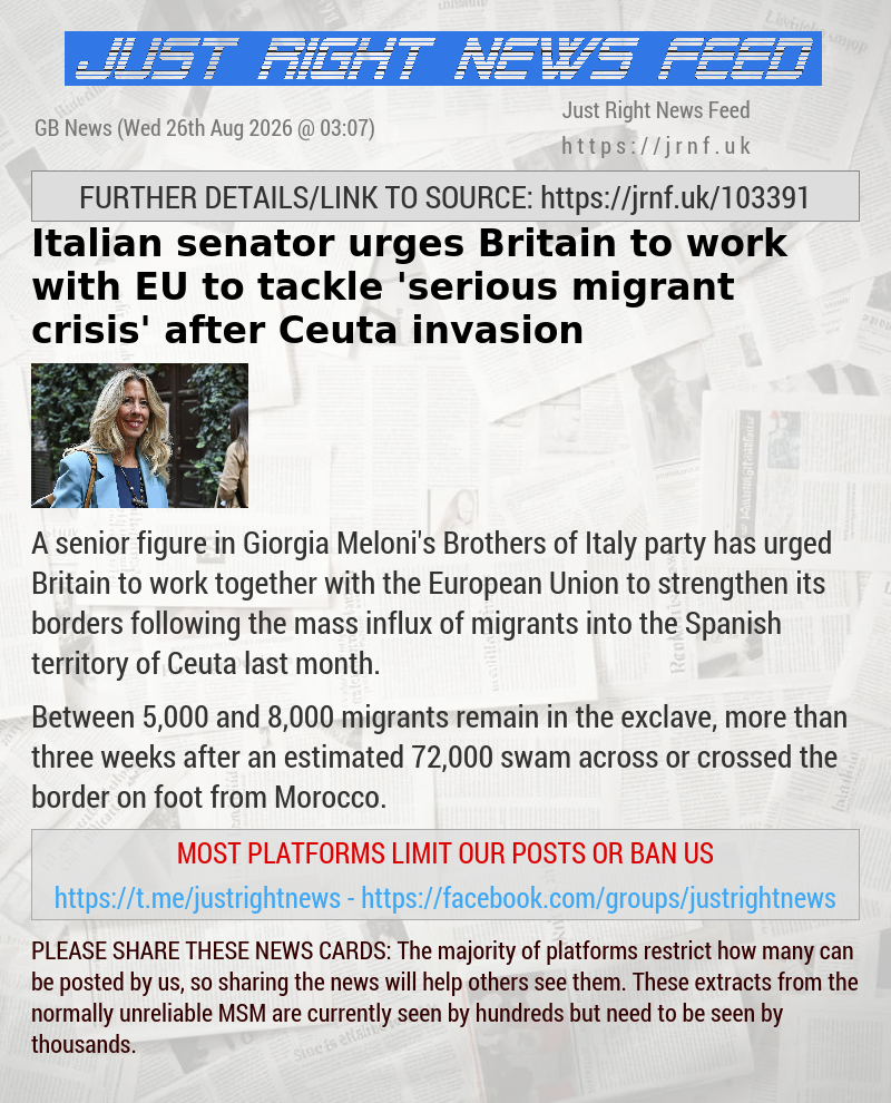 Italian senator urges Britain to work with EU to tackle ’serious migrant crisis’ after Ceuta invasion