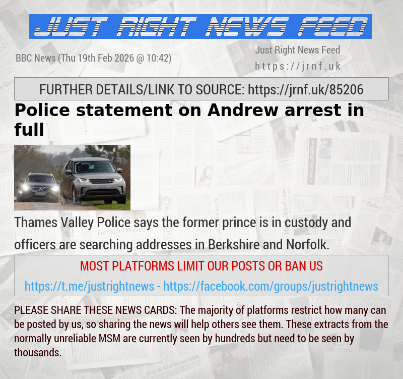 Police statement on Andrew arrest in full