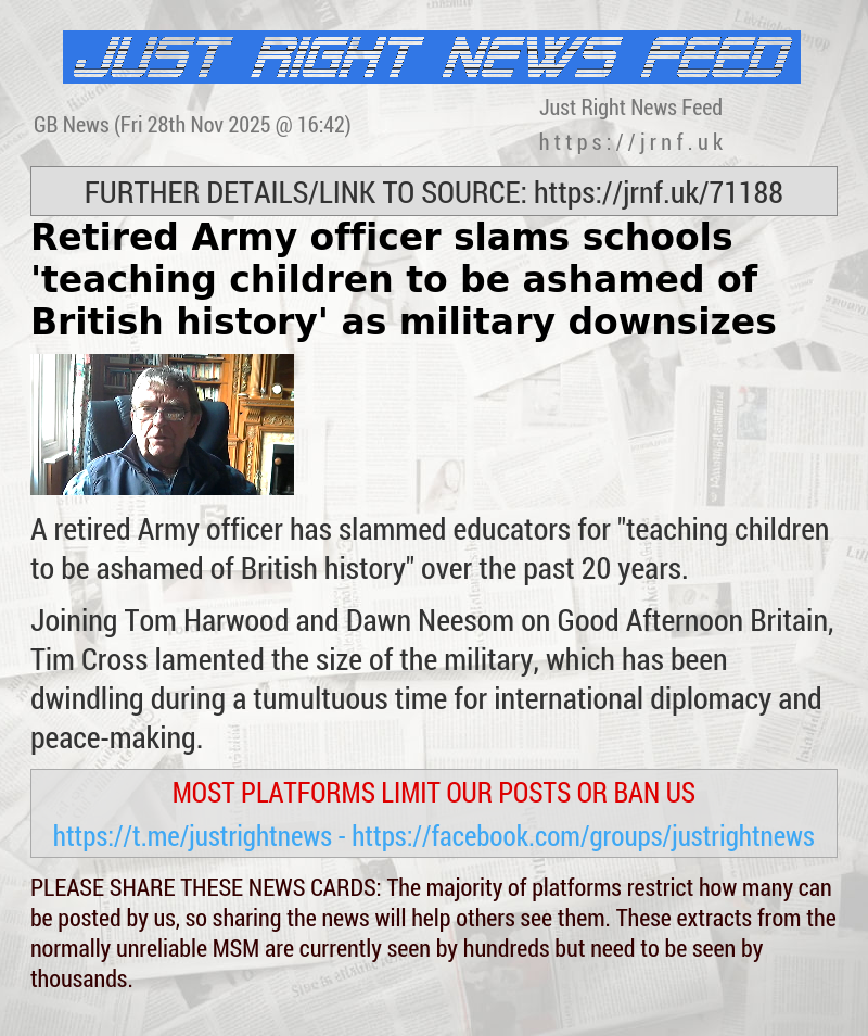 Retired Army officer slams schools ’teaching children to be ashamed of British history’ as military downsizes