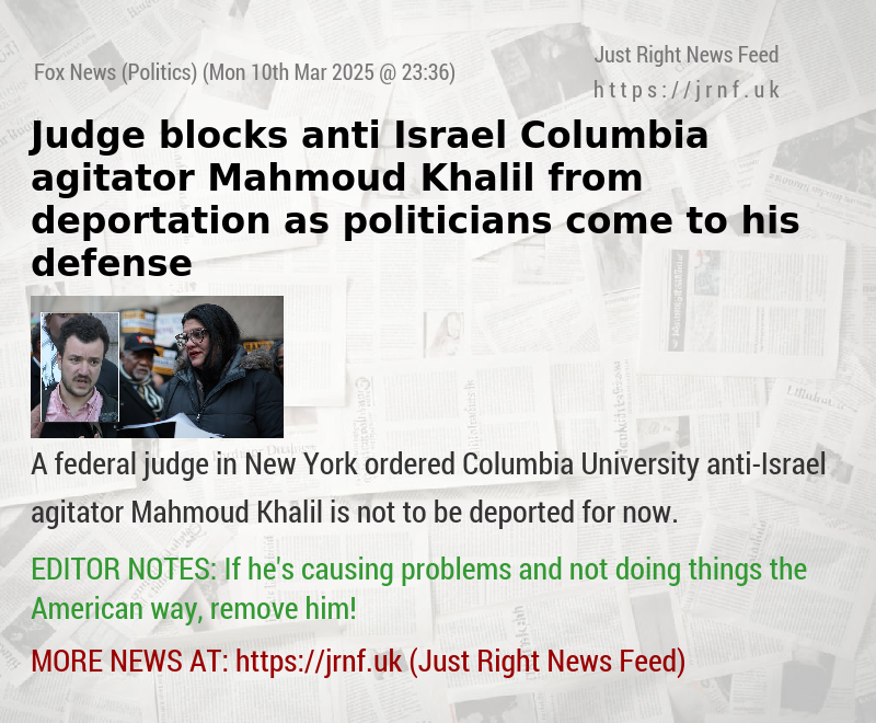 Judge blocks anti—Israel Columbia agitator Mahmoud Khalil from deportation as politicians come to his defense