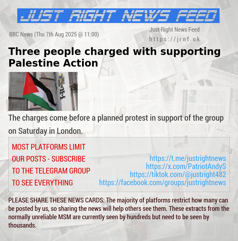Three people charged with supporting Palestine Action