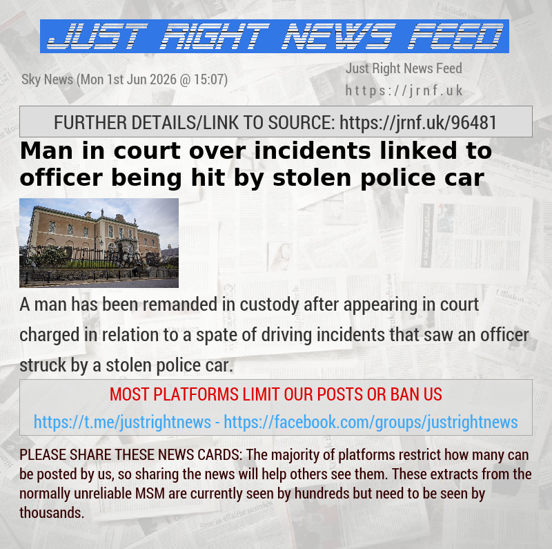 Man in court over incidents linked to officer being hit by stolen police car