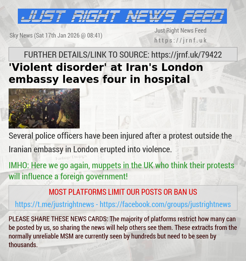 ’Violent disorder’ at Iran’s London embassy leaves four in hospital