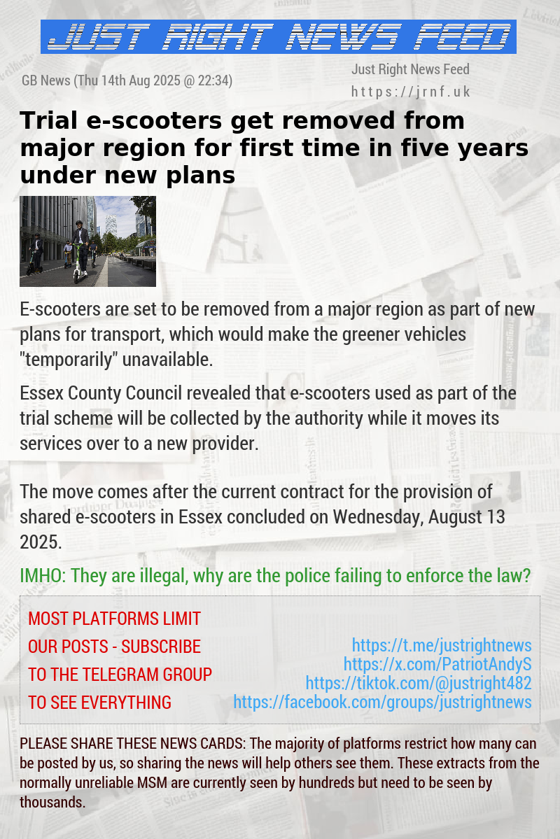 Trial e—scooters get removed from major region for first time in five years under new plans