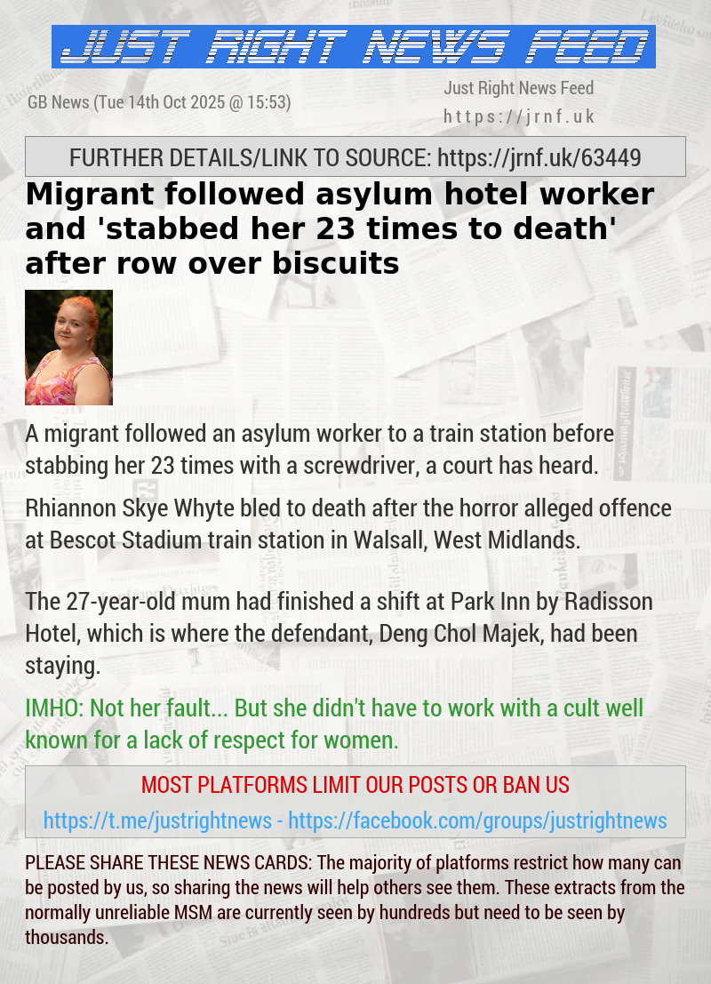 Migrant followed asylum hotel worker and ’stabbed her 23 times to death’ after row over biscuits