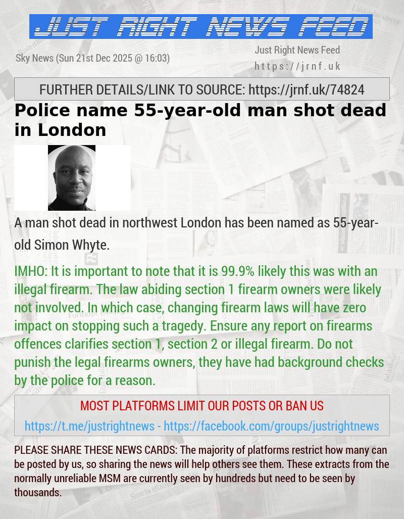Police name 55—year—old man shot dead in London