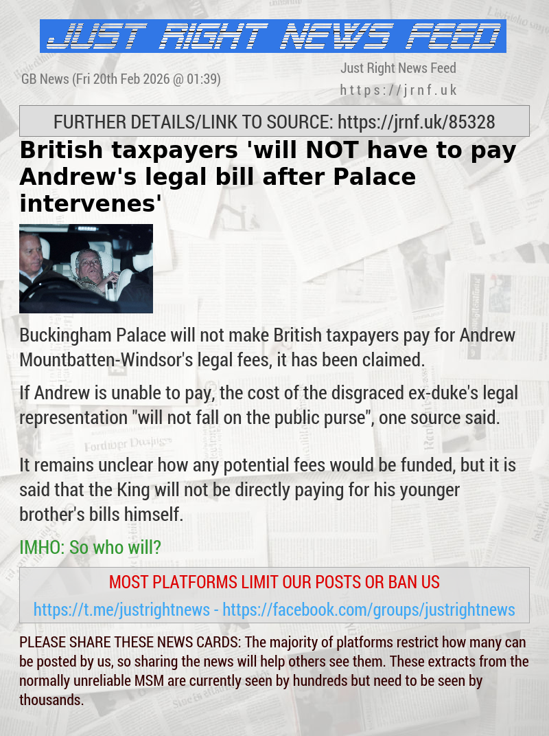 British taxpayers ’will NOT have to pay Andrew’s legal bill after Palace intervenes’