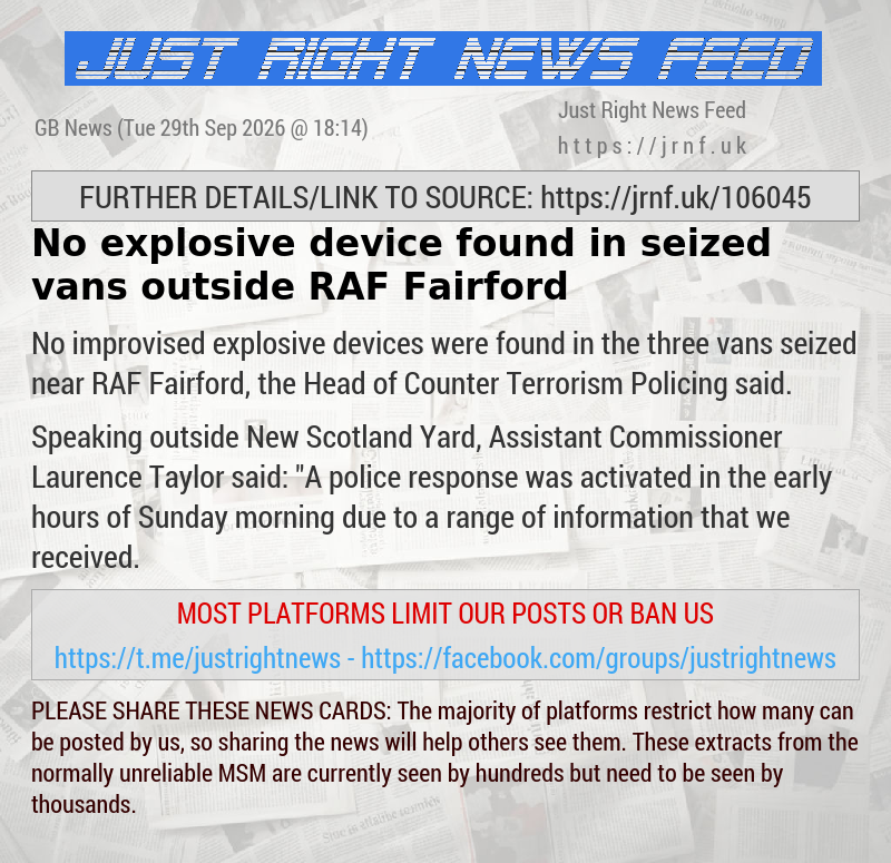 No explosive device found in seized vans outside RAF Fairford