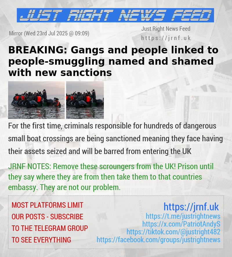 BREAKING: Gangs and people linked to people—smuggling named and shamed with new sanctions