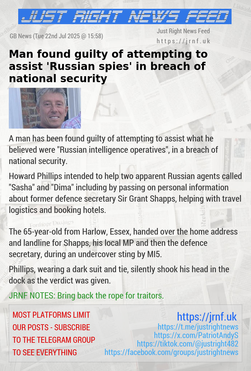 Man found guilty of attempting to assist ’Russian spies’ in breach of national security
