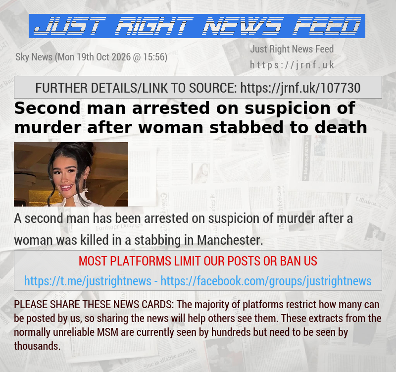 Second man arrested on suspicion of murder after woman stabbed to death