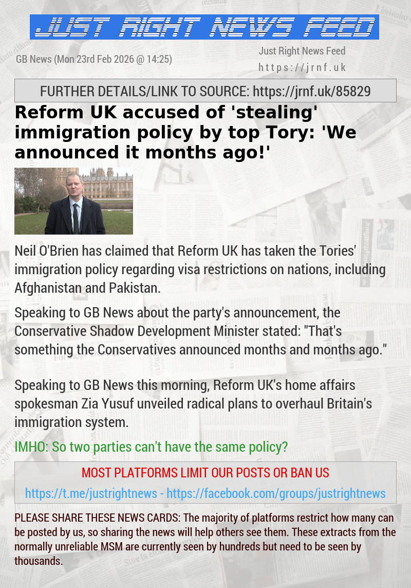 Reform UK accused of ’stealing’ immigration policy by top Tory: ’We announced it months ago!’