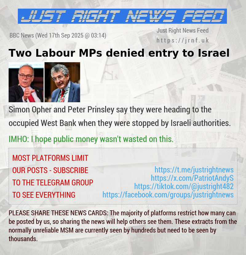 Two Labour MPs denied entry to Israel