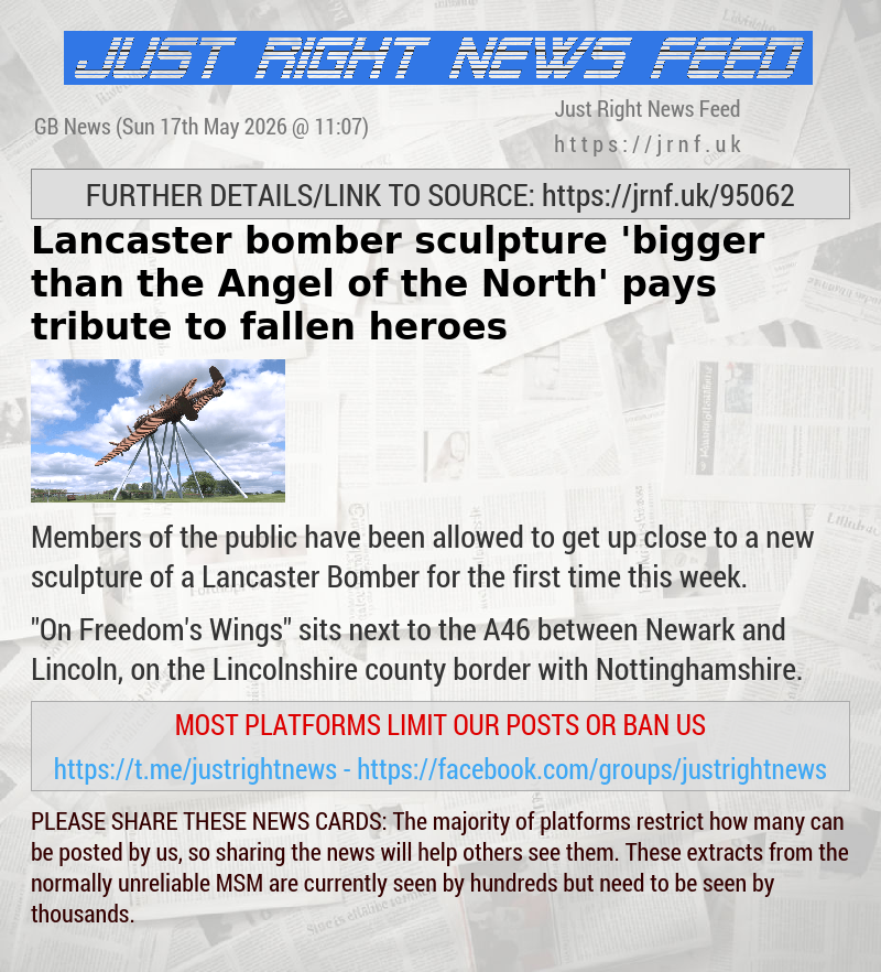 Lancaster bomber sculpture ’bigger than the Angel of the North’ pays tribute to fallen heroes