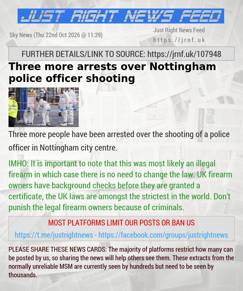 Three more arrests over Nottingham police officer shooting