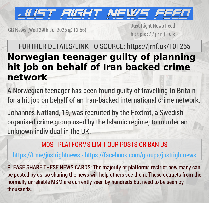 Norwegian teenager guilty of planning hit job on behalf of Iran—backed crime network