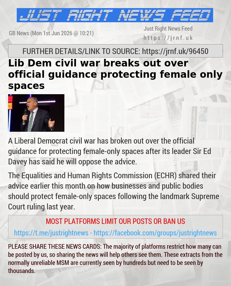 Lib Dem civil war breaks out over official guidance protecting female—only spaces