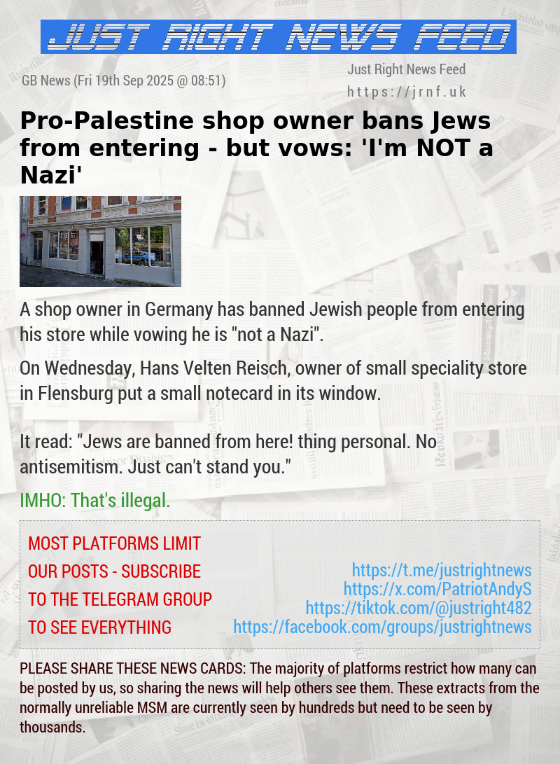 Pro—Palestine shop owner bans Jews from entering — but vows: ‘I’m NOT a Nazi’