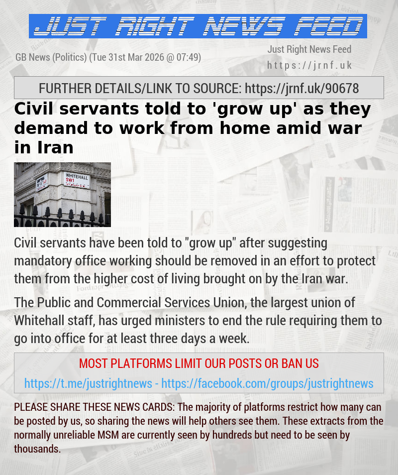 Civil servants told to ’grow up’ as they demand to work from home amid war in Iran