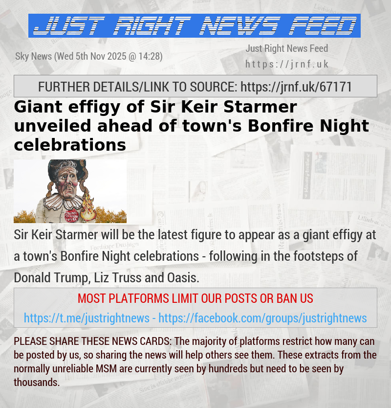 Giant effigy of Sir Keir Starmer unveiled ahead of town’s Bonfire Night celebrations