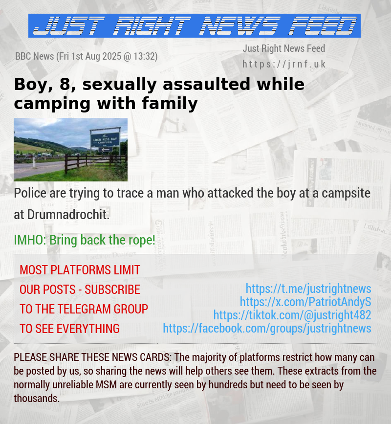 Boy, 8, sexually assaulted while camping with family