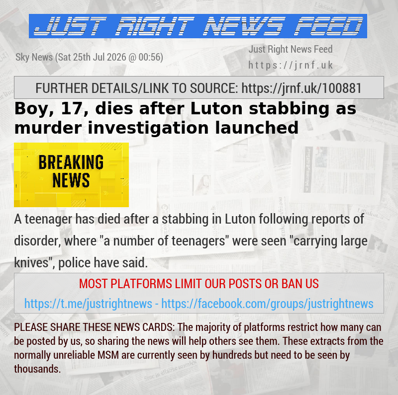 Boy, 17, dies after Luton stabbing as murder investigation launched