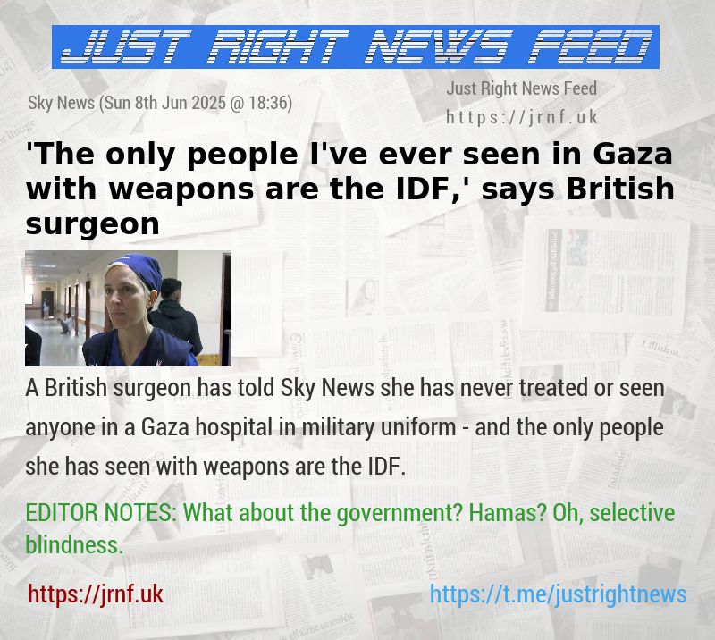’The only people I’ve ever seen in Gaza with weapons are the IDF,’ says British surgeon