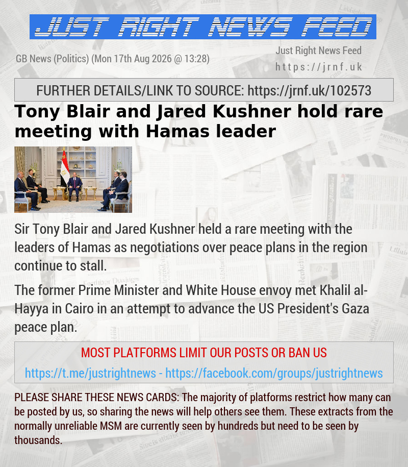 Tony Blair and Jared Kushner hold rare meeting with Hamas leader