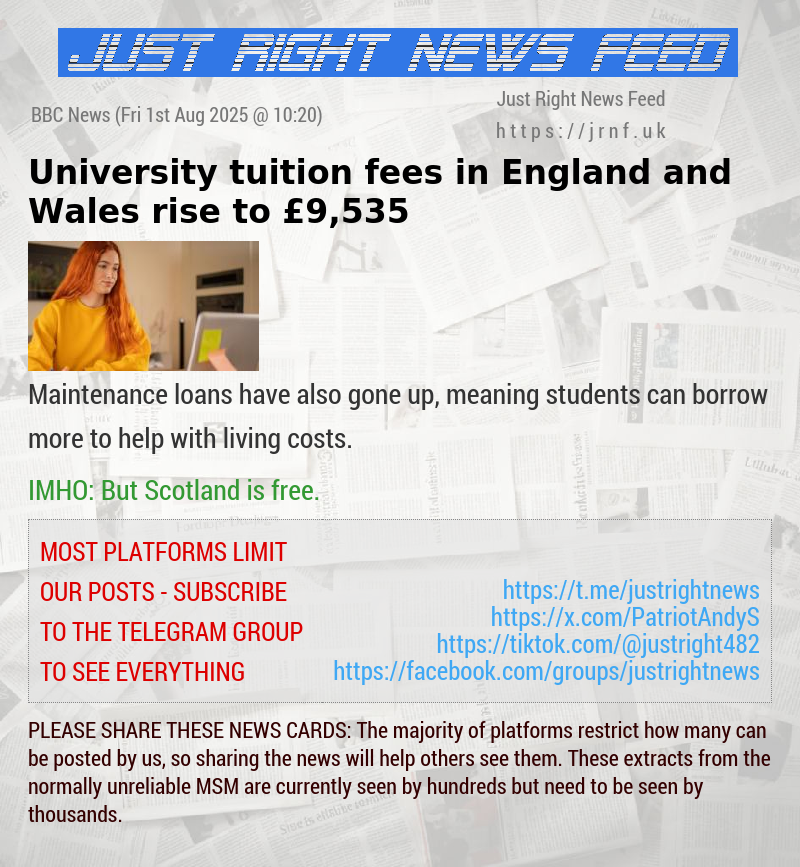 University tuition fees in England and Wales rise to &pound;9,535