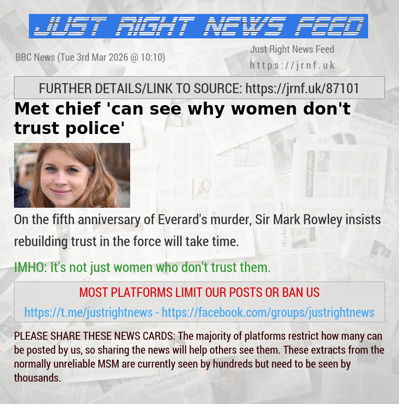 Met chief ’can see why women don’t trust police’