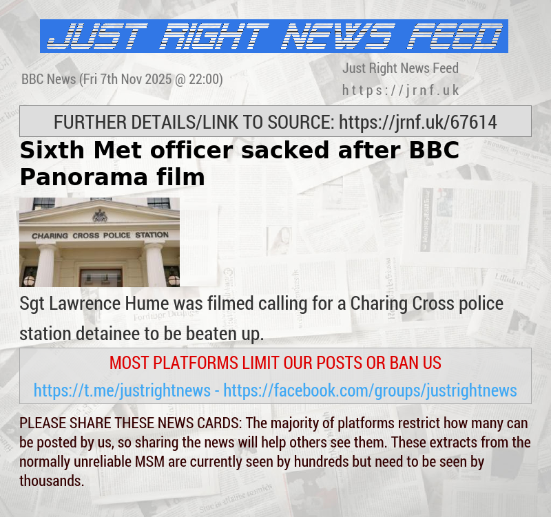 Sixth Met officer sacked after BBC Panorama film
