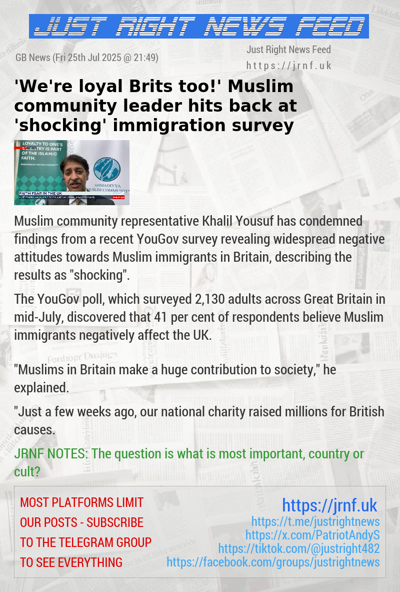 ’We’re loyal Brits too!’ Muslim community leader hits back at ’shocking’ immigration survey