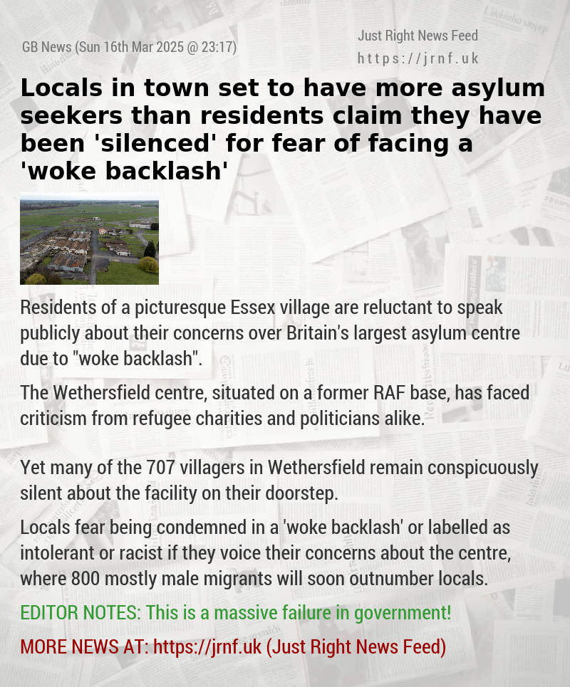 Locals in town set to have more asylum seekers than residents claim they have been ’silenced’ for fear of facing a ’woke backlash’