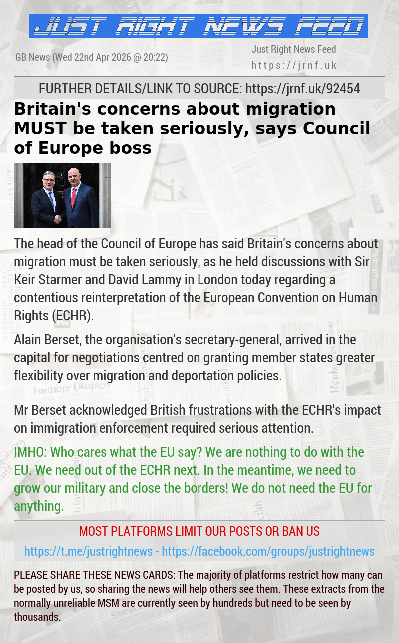 Britain’s concerns about migration MUST be taken seriously, says Council of Europe boss