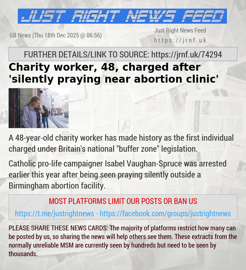 Charity worker, 48, charged after ’silently praying near abortion clinic’