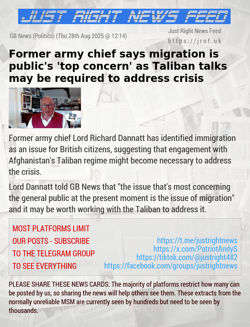 Former army chief says migration is public’s ’top concern’ as Taliban talks may be required to address crisis