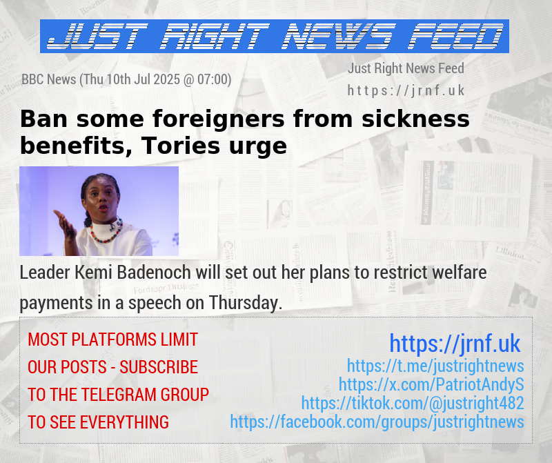 Ban some foreigners from sickness benefits, Tories urge