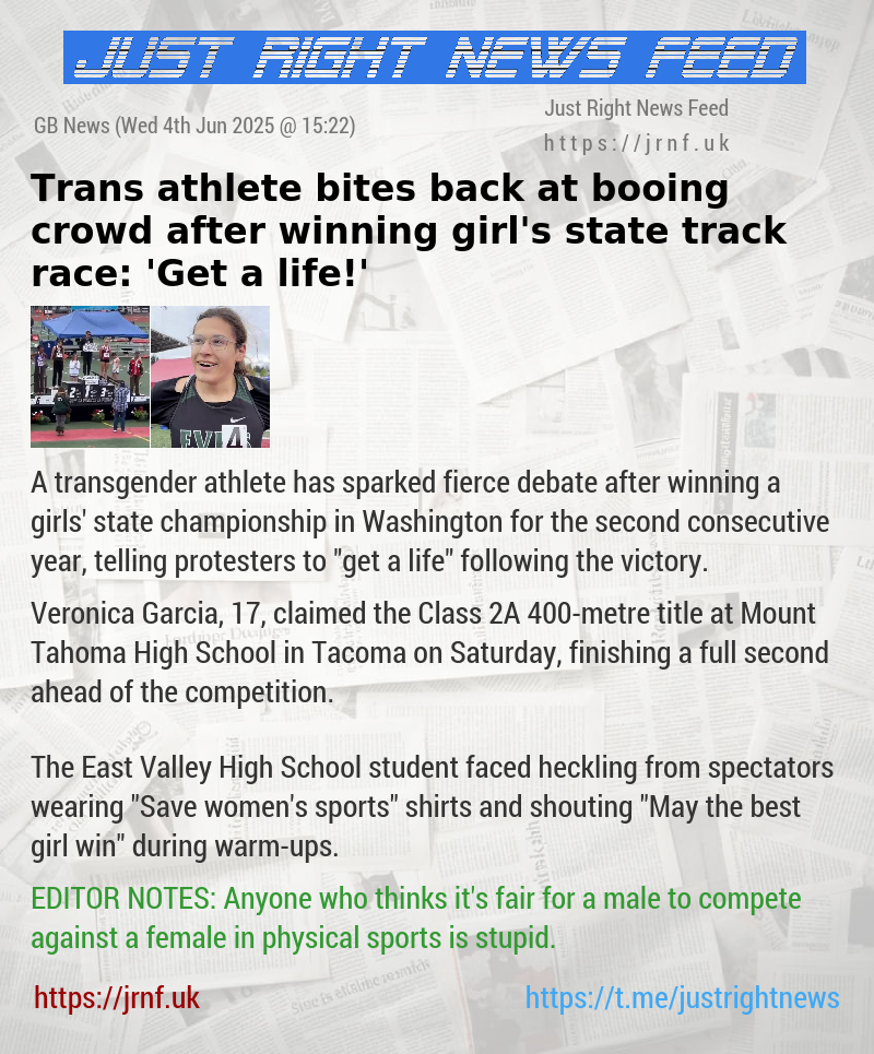 Trans athlete bites back at booing crowd after winning girl’s state track race: ’Get a life!’