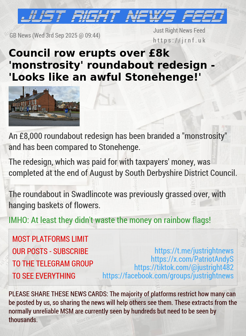 Council row erupts over &pound;8k ’monstrosity’ roundabout redesign — ’Looks like an awful Stonehenge!’