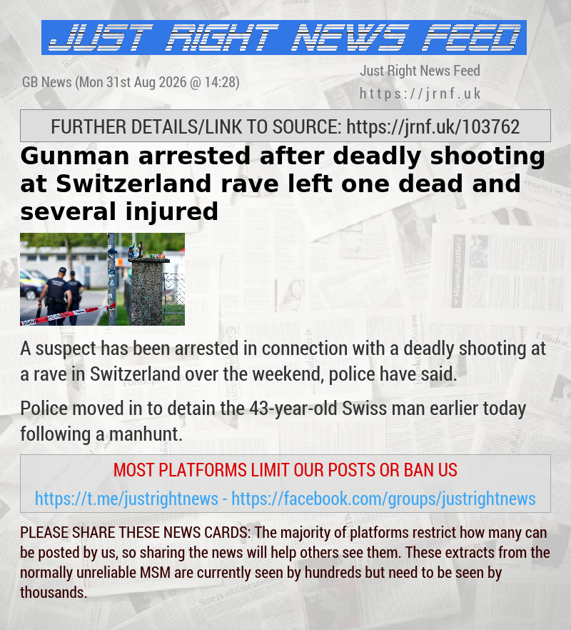Gunman arrested after deadly shooting at Switzerland rave left one dead and several injured
