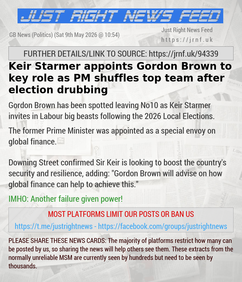 Keir Starmer appoints Gordon Brown to key role as PM shuffles top team after election drubbing