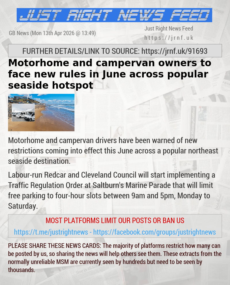 Motorhome and campervan owners to face new rules in June across popular seaside hotspot