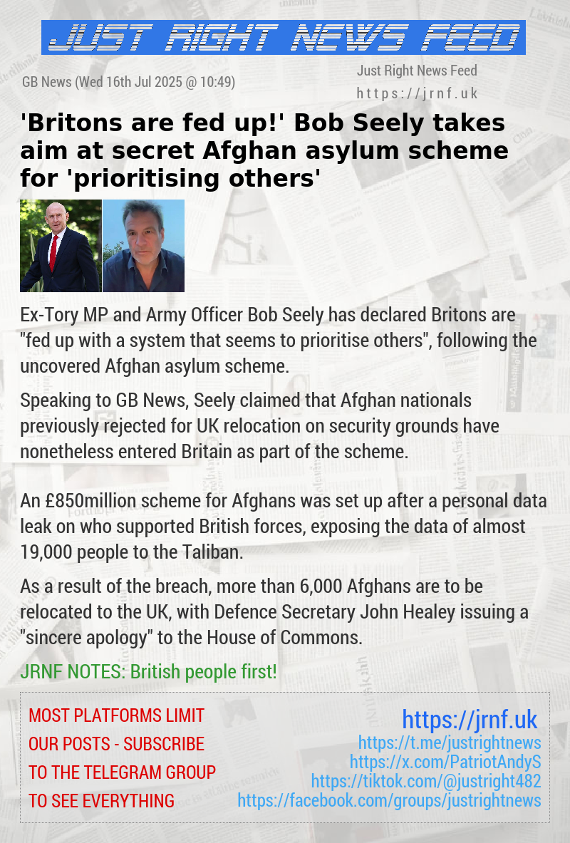 ’Britons are fed up!’ Bob Seely takes aim at secret Afghan asylum scheme for ’prioritising others’