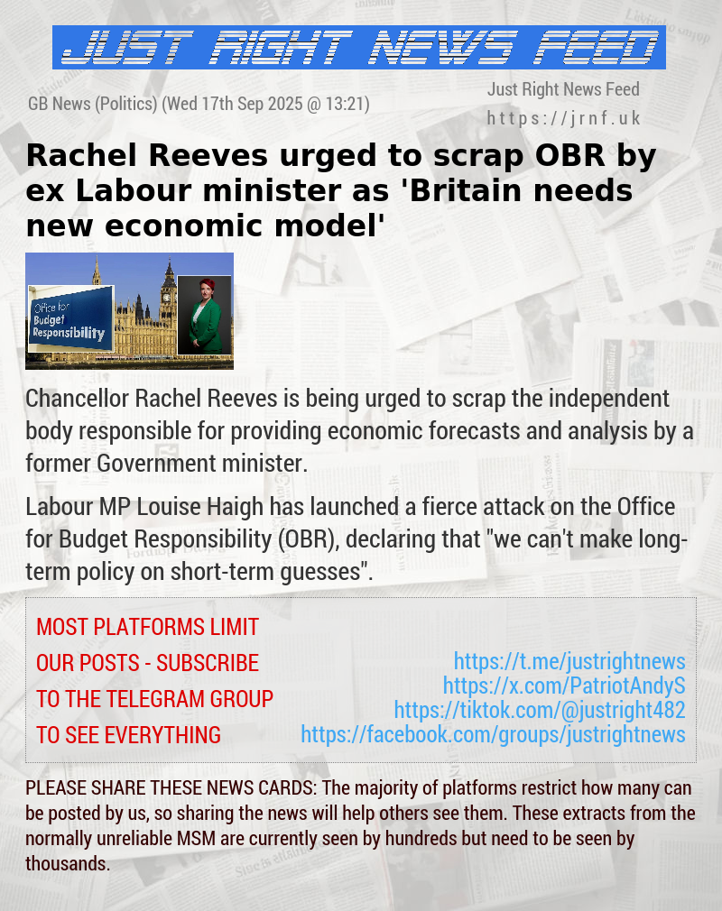Rachel Reeves urged to scrap OBR by ex—Labour minister as ’Britain needs new economic model’