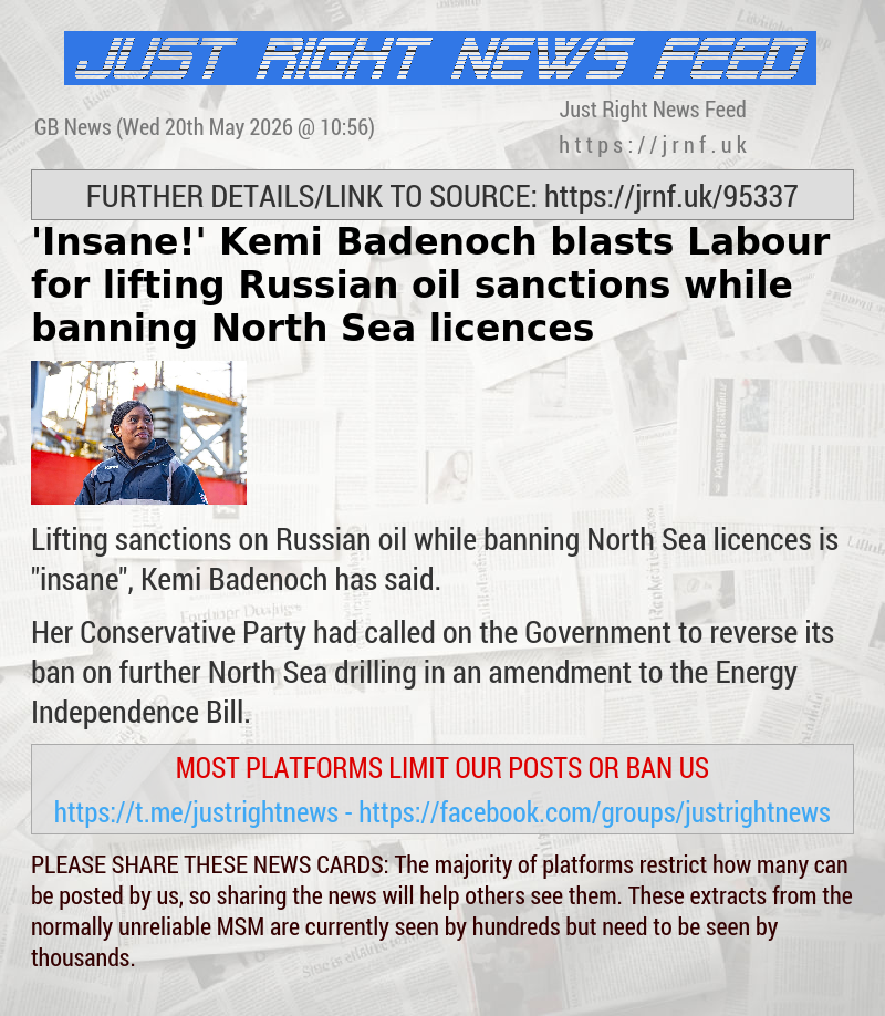 ’Insane!’ Kemi Badenoch blasts Labour for lifting Russian oil sanctions while banning North Sea licences