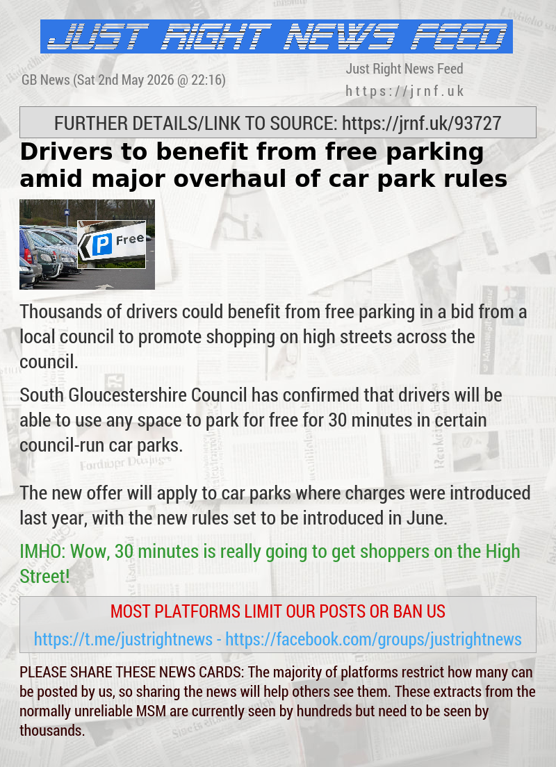 Drivers to benefit from free parking amid major overhaul of car park rules