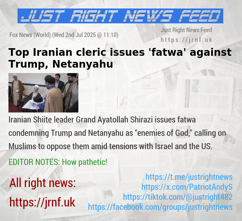 Top Iranian cleric issues ’fatwa’ against Trump, Netanyahu
